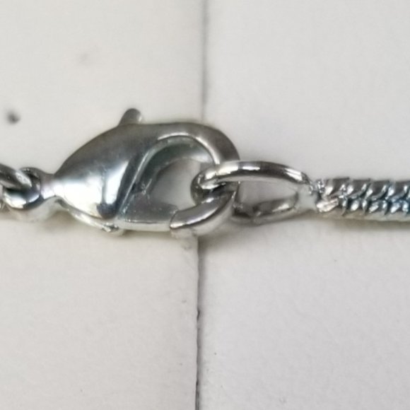 Blue & Silver Pendant with 925 Bail on Silver Chain 24" - Picture 11 of 13